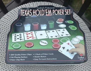 Cardinal's Professional Texas Hold Em Poker Set in Tin Card Games, Sealed Chips! - Picture 1 of 9