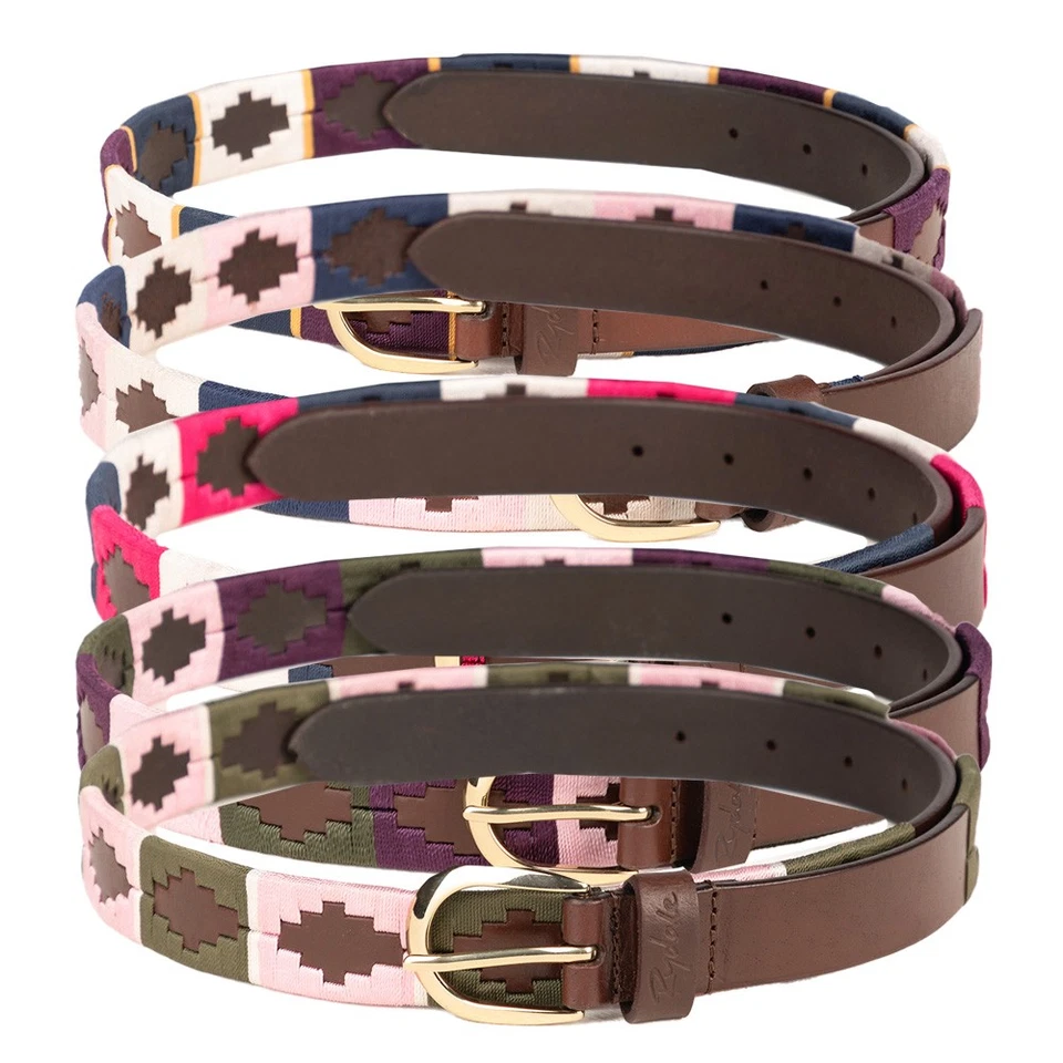 Leather Polo Belt Stitched Embroidered Trouser Belts Equestrian Unisex Accessory - Image 1 of 1