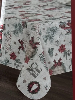 Mantel de Navidad de vinilo Winter Wonderland rojo camión Poinsettia 52x70 Foto 1 de 4
