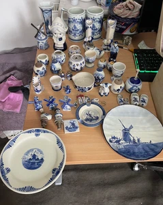JOB LOT-Delft Items-Plates-S&P Shakers-Vase-Windmills-Shoes-Lighter-ETC-£200-ONO - Picture 1 of 3