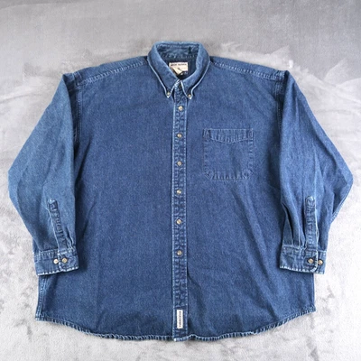Vintage 90s High Sierra Blue Denim Shirt XL Button Front Pocket Oversized - Image 1 of 4