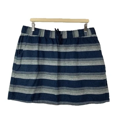 Falda Patagonia Rayas Azul Gris Cáñamo Mezcla Algodón Orgánico Bolsillos Talla Grande Foto 1 de 4
