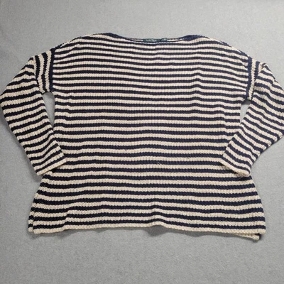 Suéter Lauren Ralph Lauren Grueso Tejido Rayas Talla Mediana Azul Marino Caqui Náutico  Foto 1 de 4
