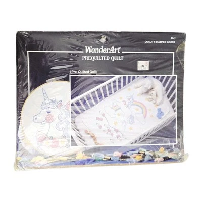 UNICORN DELIGHT  Wonder Art Vintage Pre-Quilted Quilt #9241 30×42 - Image 1 of 4