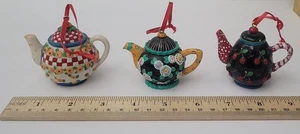 Vintage Mary Engelbreit Teapot Ornaments Set Of 3, As/Is - Picture 1 of 3