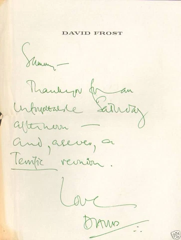 David Frost Hand Written Signed Personal Letter to Sammy Davis Jr PSA/DNA LOA Cover