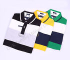 Tommy Hilfiger Men Double Stripe Crest Polo Shirt Short Sleeve -Free $0 Shipping