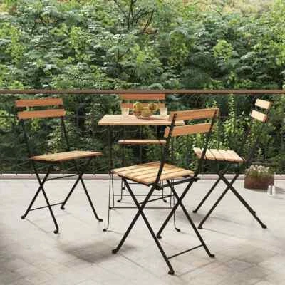 Folding Bistro Chairs 4 pcs Solid Wood Teak and Steel vidaXL - Image 1 of 4