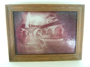 PLAQUE ENCADRE VERRE GRAVE SIGNE P. WAECHTER ART DECO - Imagen 1 de 5