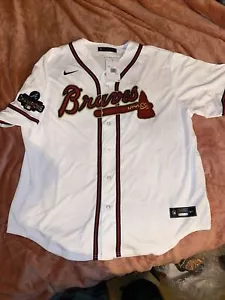 Nike Atlanta Braves Gold Program World Series Jersey Sz 2XL Acuña Jr - Picture 1 of 5