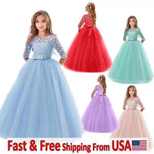 Flower Girl Dress Maxi Princess TUTU Dresses Party Wedding Prom Formal Gown - Picture 1 of 17