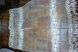 Ancien dessus de lit au crochet en coton  ecru - Photo 1/5