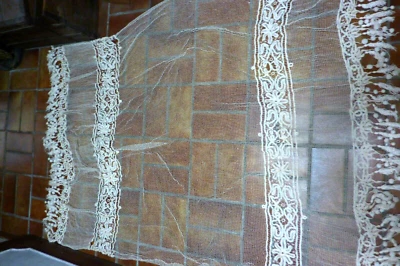 Ancien dessus de lit au crochet en coton  ecru - Photo 1/4