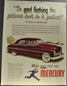 1949 Mercury Eight Sedan Large Size Print Ad Excellent Original - Picture 1 of 4