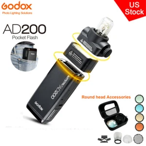 US Godox AD200 2.4 TTL HSS Pocket Flash Light+Magnetic Diffuser Accessories Kit - Picture 1 of 11