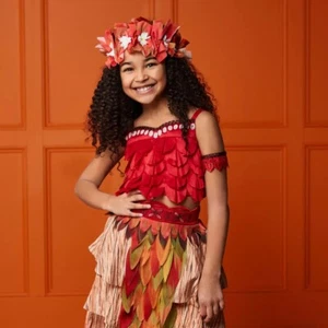 Disney Store Moana Deluxe Costume Halloween Dress UP Headpiece Skirt Top Arm NEW - Picture 1 of 9