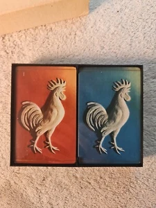 Vintage US Playing Card Co. Rooster Set Of Cards Unopened In Plastic Storage Box - Picture 1 of 5