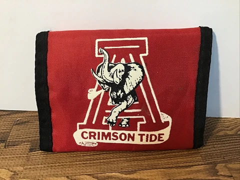 Vtg 80’s University Of Alabama Crimson Tide Nylon Wallet Hook And Loop Cover