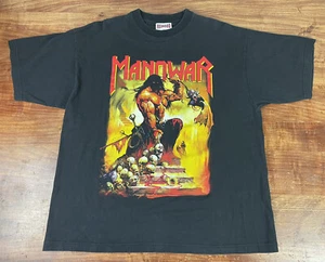 vintage 90s MANOWAR AGONY&ECSTACY HEAVY METAL BAND COVER ART FANTASY t-shirt XL - Picture 1 of 3