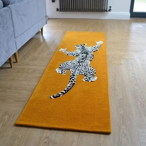 Alfombra de corredor moderna acolchada a mano 100 % lana de leopardo de diseño mejor regalo para decoración del hogar - Imagen 1 de 4