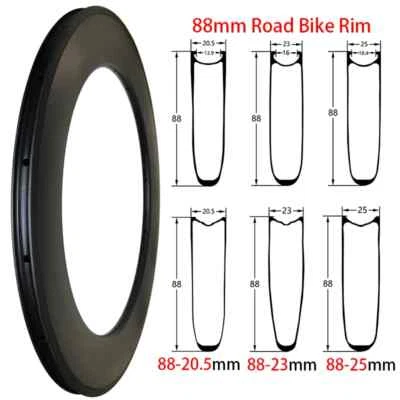 Llanta de fibra de carbono para bicicleta de carretera 700C 20,5/23/25x88 mm cubierta tubular sin cámara 28 32H Foto 1 de 4