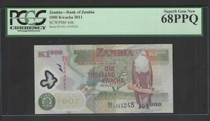 Zambia 1000 Kwacha 2011 P44h Uncirculated Graded 68 - Picture 1 of 2
