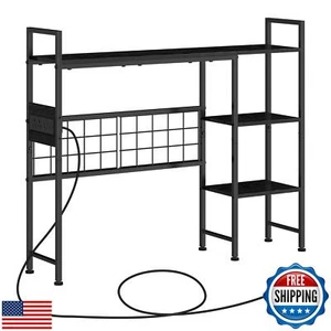 Desktop Bookshelf,3-Tier Office Desk Shelf,Desk Hutch with Power Outlets,Wood - Picture 1 of 5
