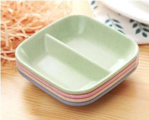 2 Section Dipping Plate. Cool Colours. Pink Green Blue 9cm FREE POSTAGE - Picture 1 of 7