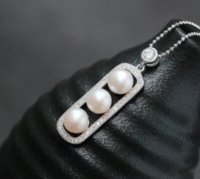 B06 Rimorchio 3 Perle Acqua Dolce Perla Argento Sterling 925 - Immagine 1 di 4