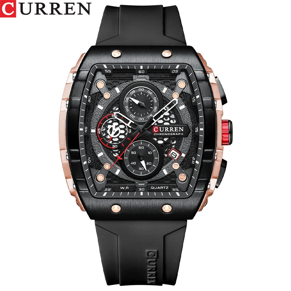 CURREN 8442 Men's Waterproof Six Needle Quartz Calendar Tape Men's Watch