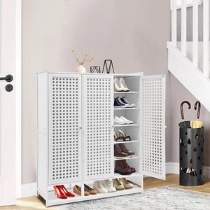 Freestanding Shoes Cabinet, White Shoe Storage Cabinet, Shoe Storage Organizer - Picture 1 of 24