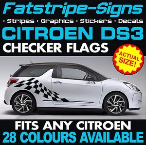 to fit CITROEN DS3 GRAPHICS CAR VINYL CHECKER FLAG DECALS STICKERS STRIPES VTI - Picture 1 of 2
