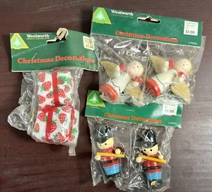 Woolworth Decoración Colgante Navidad Vintage Madera Ángel Soldado Tela Regalos - Imagen 1 de 7