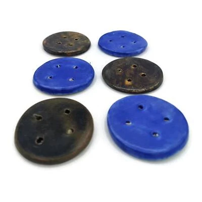 6Pcs 55mm Extra Large Sewing Buttons, Blue Handmade Assorted Round Coat Buttons  - Image 1 of 4