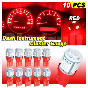 10x RED T10 194 LED Bulbs for Instrument Panel Gauge Cluster Dash Light - Picture 1 of 13