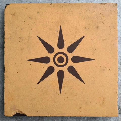 Antique Victorian Maw & Co 6” x 6” Buff Encaustic Floor Tile Reclaimed Cover