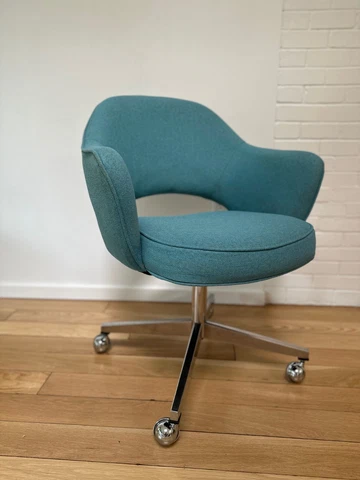 (6) Knoll Eero Saarinen Model 71 Executive Armchairs- 1972- original blue fabric Cover