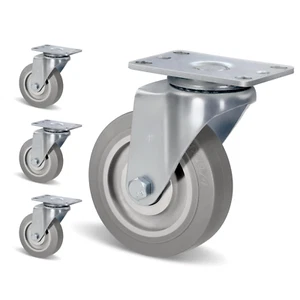 4 Inch Casters Set of 4 Heavy Duty Caster Wheels with Swivel 1200Lbs ,Rubber Whe - Picture 1 of 7