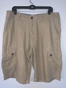 Lucky Brand Men’s Linen Cargo Shorts Sz. 34 Lightweight/Drawstring/6 Pockets