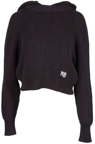 ALEXANDER WANG BLACK COTTON HOODIE XSMALL