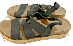 MADDEN GIRL Black Stretchy Strap Slip On Espadrilles Rubber Sole SZ 8 M Sandal - Picture 1 of 11
