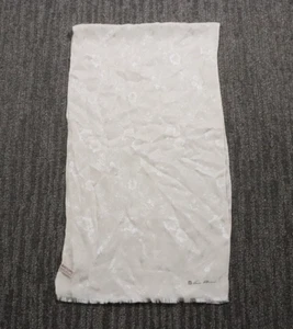 Vintage Anne Klein Vera Companies Silk Scarf Floral Weave Ivory Made In Japan - Picture 1 of 7