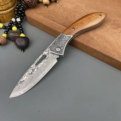 WXCOO Foldable Damascus Steel Folding Fruit Knife Tactical Knives For Outdoor Survival