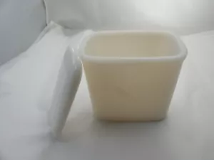 Vintage H A Hazel Atlas Milk Glass Refrigerator Dish with Original Lid Container - Picture 1 of 15