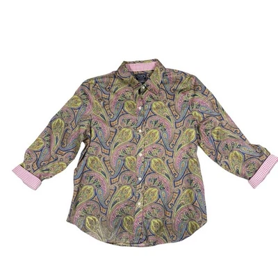 Camisa/Blusa CHAPS Classics Sin Hierro Cachemira Vibrante Puño Abatible Abotonada LS PL Foto 1 de 4