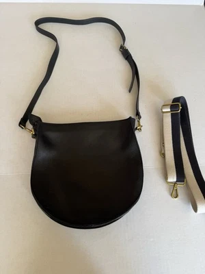 Madewell The Transport Saddlebag Black Leather Crossbody Bag Gold Hardware - Image 1 of 4