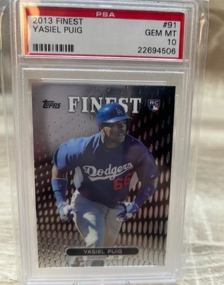 Yasiel Puig - 2013 Topps Finest RC #91 MLB Los Angeles Dodgers Rookie - PSA 10 - Image 1 of 2