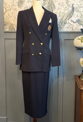 Chas Reed & Co. Tailored Classics Women’s 4 Skirt Suit – 100% Worsted Wool Navy - Image 1 of 4