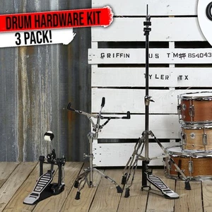 Snare Drum Stand, Bass Drum Pedal, Hi-Hat Pedal (3x BUNDLE) - Full Size & Mobile - Picture 1 of 15