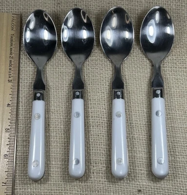 Talheres WF Washington Forge Mardi Gras branco colher de chá de aço inoxidável (4) vintage - Imagem 1 de 4